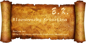 Blazsovszky Krisztina névjegykártya